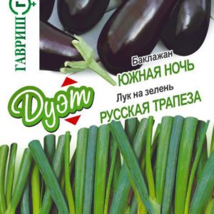Баклажан Южная ночь 0.3 г + Лук на зелень Русская трапеза 0,5 г серия Дуэт Хорошие соседи Н18